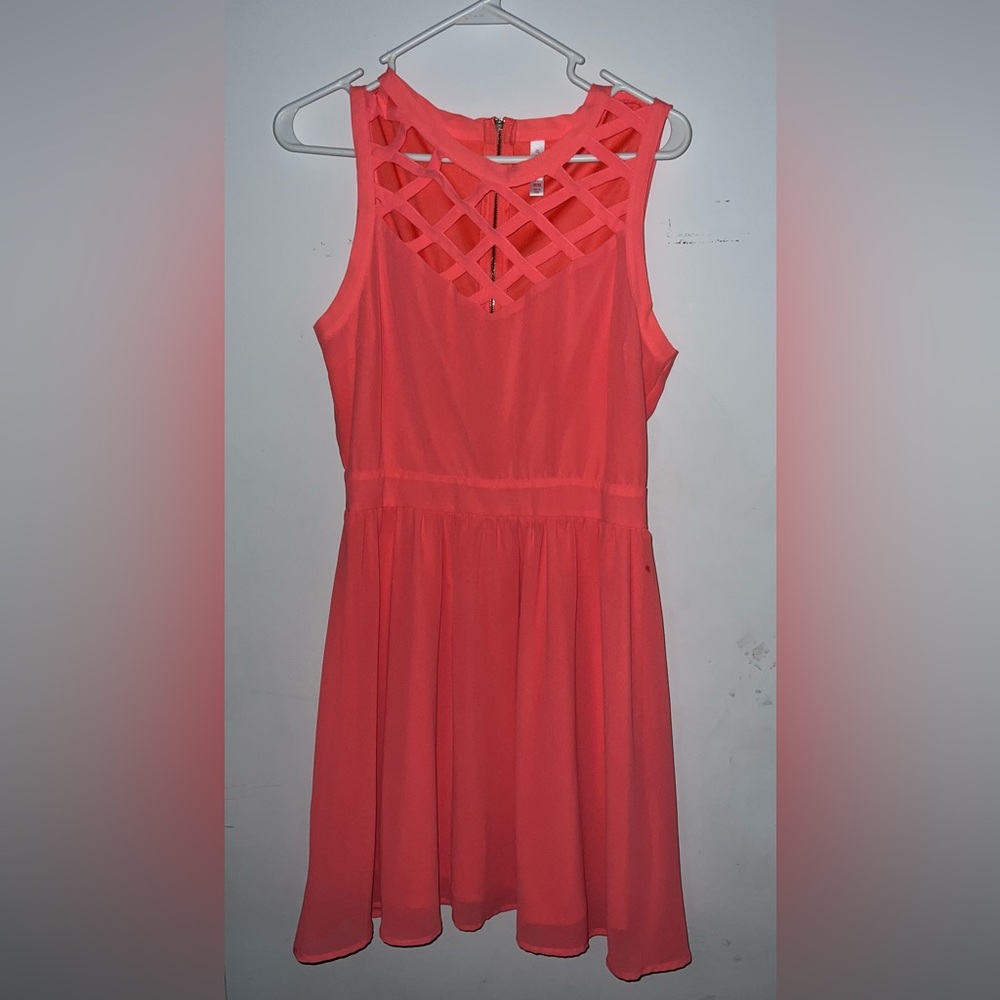 Xhilaration Sleeveless Dress Womens Adult Size Medium Peach Criss Cross Front